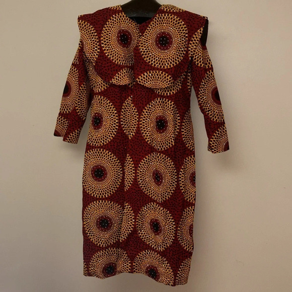 Kweenzyafrik  Vintage Luxury Ankara floral patterned studded cape open jacket S - Picture 12 of 16